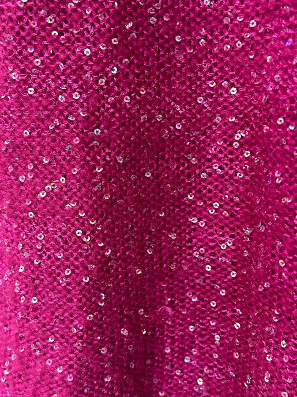 Sharagano Fuchsia Pink Sequin Knit Sweater Sparkly Crew Neck Size M - Picture 3 of 9